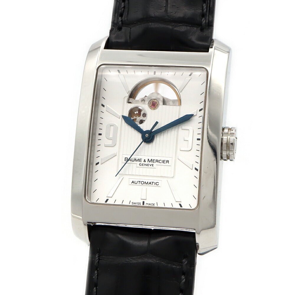 内部点検済 BAUME＆MERCIER ボーム&メルシェ ハンプトン 65647 裏スケ 50m防水 シルバー SS ステンレス 純正ベルト 純正尾錠 メンズ 自動巻き【6ヶ月保証】【腕時計】【中古】