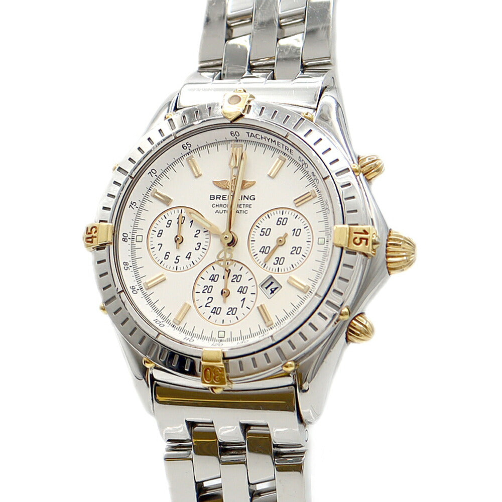 BREITLING ブライトリング シャドウフライバック クロノグラフ 500本限定 B35313 デイト 100m防水 白 ホワイト YG イエローゴールド SS ステンレス コンビ メンズ 自動巻き【6ヶ月保証】【腕時計】【中古】
