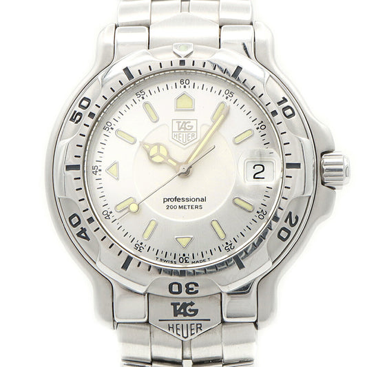 電池交換済 TAG Heuer タグホイヤー 6000シリーズ プロフェッショナル WH1113 デイト 200m防水 シルバー SS ステンレス メンズ クォーツ【6ヶ月保証】【腕時計】【中古】