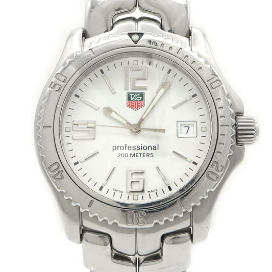 電池交換済 TAG Heuer タグホイヤー リンク プロフェッショナル WT1114 デイト 200m防水 白 ホワイト SS ステンレス メンズ クォーツ【6ヶ月保証】【腕時計】【中古】