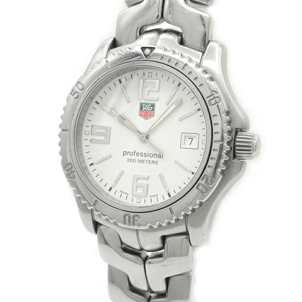 電池交換済 TAG Heuer タグホイヤー リンク プロフェッショナル WT1114 デイト 200m防水 白 ホワイト SS ステンレス メンズ クォーツ【6ヶ月保証】【腕時計】【中古】