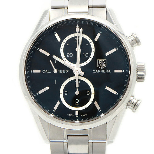 TAG Heuer タグホイヤー カレラ キャリバー1887 クロノグラフ CAR2110 デイト 100m防水 裏スケ 黒 ブラック SS ステンレス メンズ 自動巻き【6ヶ月保証】【腕時計】【中古】