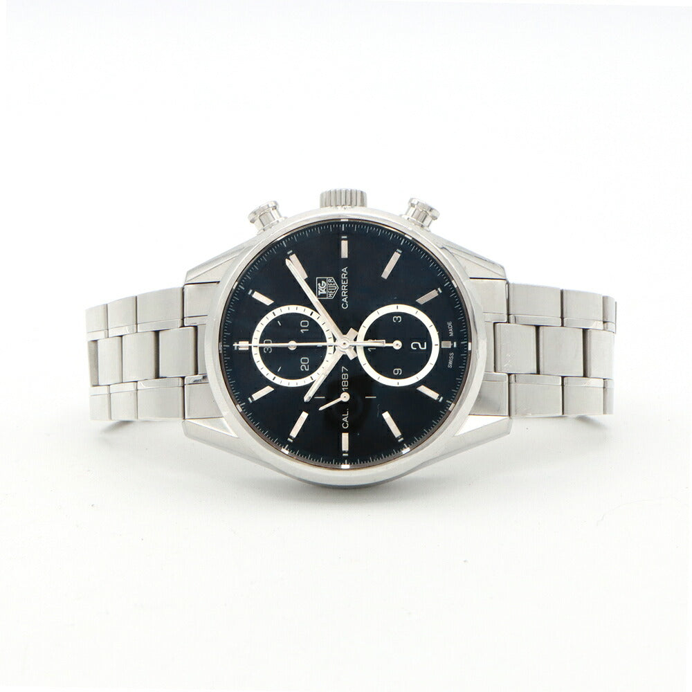 TAG Heuer タグホイヤー カレラ キャリバー1887 クロノグラフ CAR2110 デイト 100m防水 裏スケ 黒 ブラック SS ステンレス メンズ 自動巻き【6ヶ月保証】【腕時計】【中古】