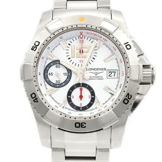 LONGINES Hydro Conquest Chronograph L3.651.4 Date 300m Water Resistant White SS Stainless Steel Men's Automatic Winding [6 Month Warranty] [Watch] [Used]