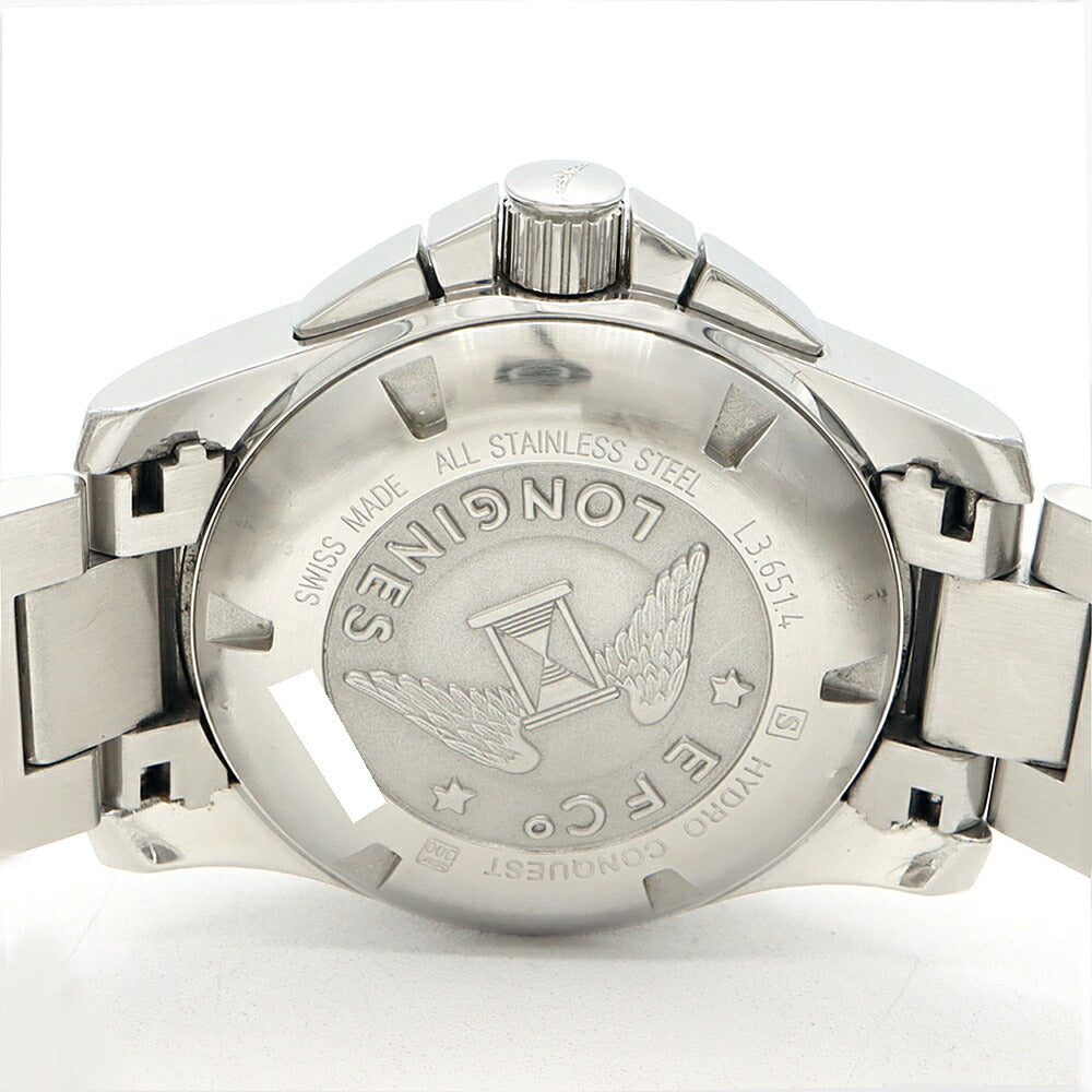 LONGINES ロンジン ハイドロコンクエスト クロノグラフ L3.651.4 デイト 300m防水 白 ホワイト SS ステンレス メンズ 自動巻き 【6ヶ月保証】【腕時計】【中古】