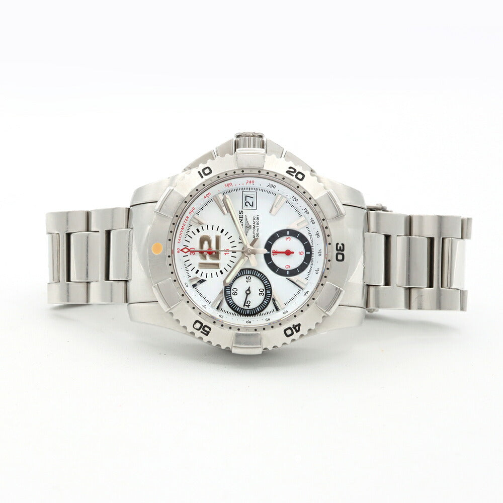 LONGINES ロンジン ハイドロコンクエスト クロノグラフ L3.651.4 デイト 300m防水 白 ホワイト SS ステンレス メンズ 自動巻き 【6ヶ月保証】【腕時計】【中古】