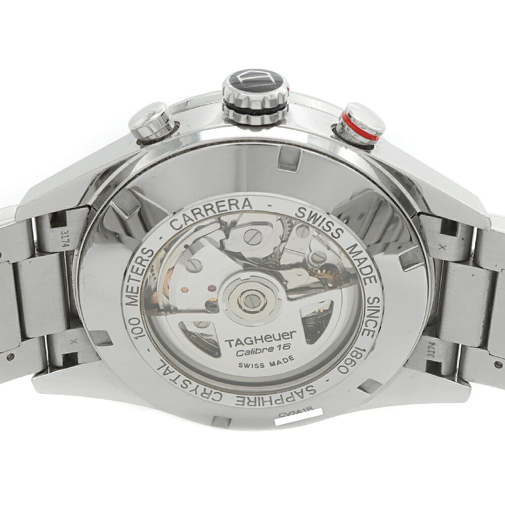 TAG Heuer タグホイヤー カレラ キャリバー16 クロノグラフ デイデイト CV2A1R 100m防水 裏スケ 黒 ブラック CE セラミック SS ステンレス メンズ 自動巻き【6ヶ月保証】【腕時計】【中古】