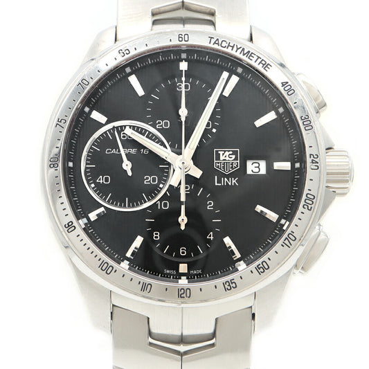 内部点検済 TAG Heuer タグホイヤー リンク キャリバー16 クロノグラフ CAT2010 BA0952 100m防水 デイト 黒 ブラック SS ステンレス メンズ 自動巻き【6ヶ月保証】【腕時計】【中古】