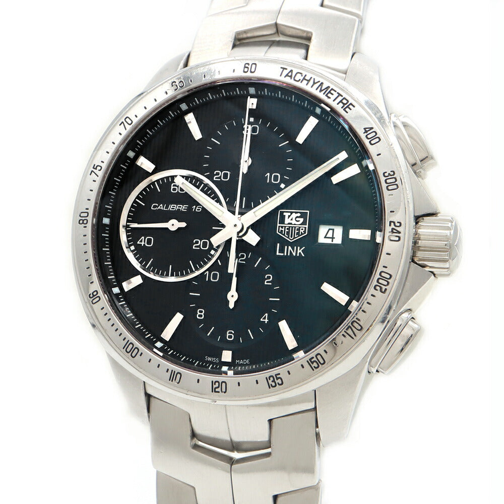 内部点検済 TAG Heuer タグホイヤー リンク キャリバー16 クロノグラフ CAT2010 BA0952 100m防水 デイト 黒 ブラック SS ステンレス メンズ 自動巻き【6ヶ月保証】【腕時計】【中古】