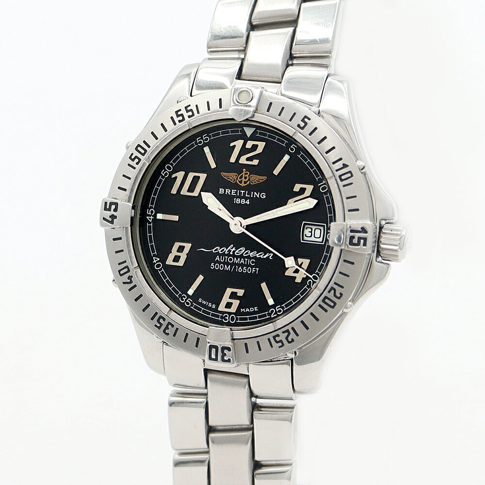 BREITLING ブライトリング コルト オーシャン A17050 デイト 500m防水 黒 ブラック SS ステンレス メンズ 自動巻き【6ヶ月保証】【腕時計】【中古】