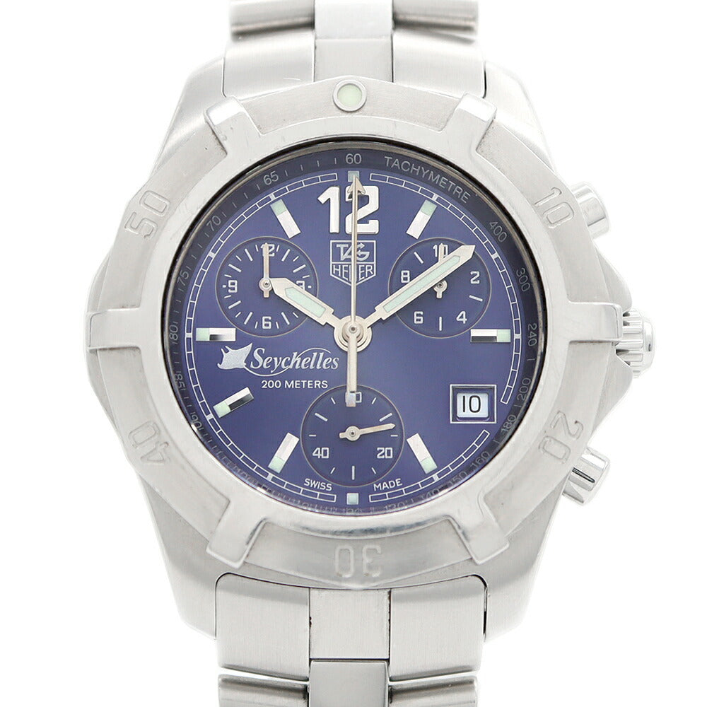 電池交換済 TAG Heuer タグホイヤー エクスクルーシブ 2000 セイシェル諸島 3000本限定 CN111D BA0337 クロノグラフ 200m防水 デイト 青 ブルー SS ステンレス メンズ クォーツ【6ヶ月保証】【腕時計】【中古】