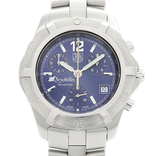 電池交換済 TAG Heuer タグホイヤー エクスクルーシブ 2000 セイシェル諸島 3000本限定 CN111D BA0337 クロノグラフ 200m防水 デイト 青 ブルー SS ステンレス メンズ クォーツ【6ヶ月保証】【腕時計】【中古】