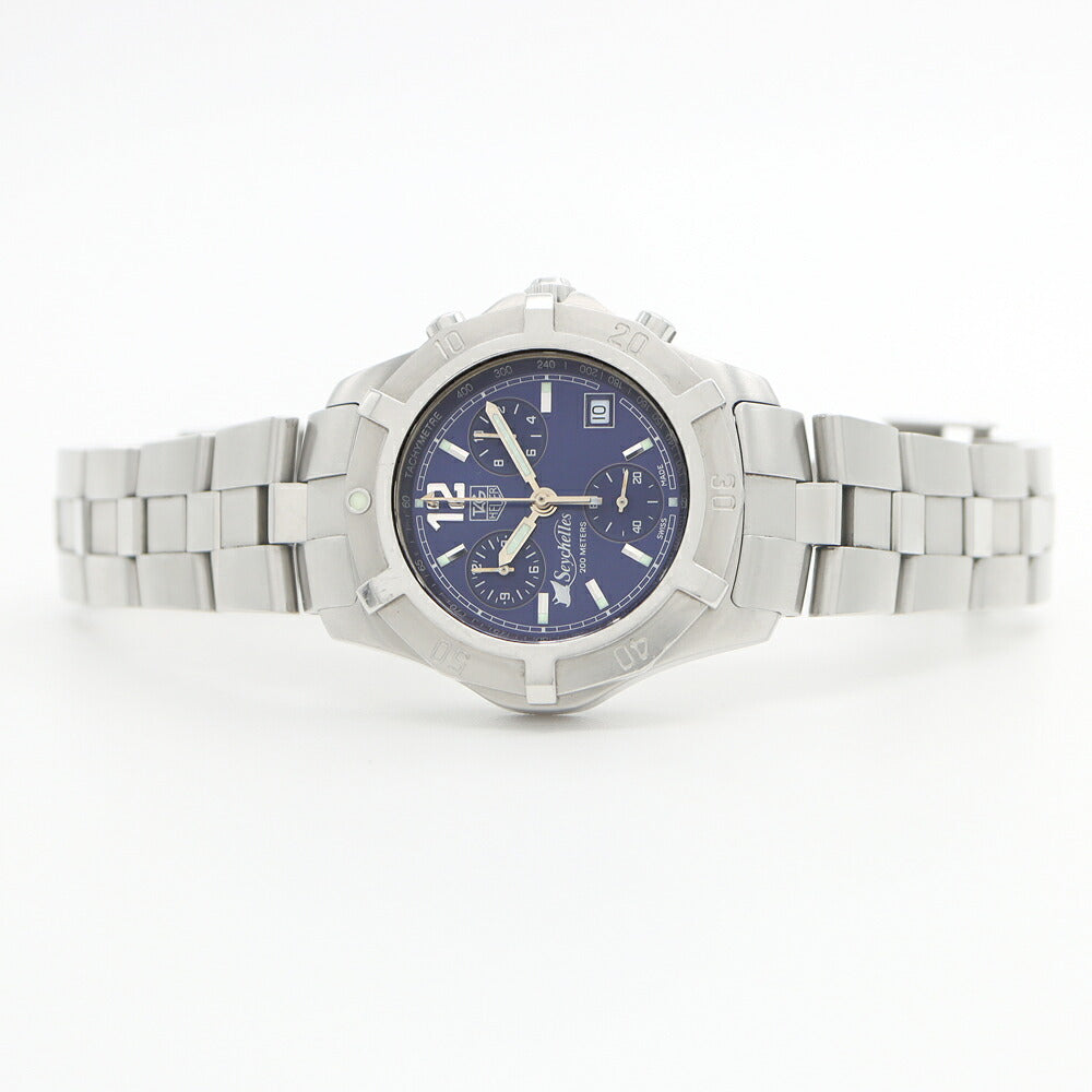 電池交換済 TAG Heuer タグホイヤー エクスクルーシブ 2000 セイシェル諸島 3000本限定 CN111D BA0337 クロノグラフ 200m防水 デイト 青 ブルー SS ステンレス メンズ クォーツ【6ヶ月保証】【腕時計】【中古】