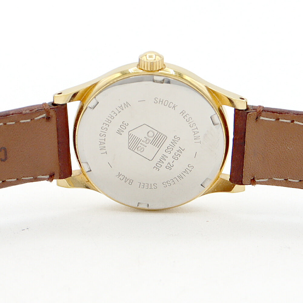 ORIS オリス 7459-26 スモールセコンド デイト 30m防水 シルバー SS ステンレス YGP イエローゴールド コンビ 純正ベルト 純正尾錠 メンズ レディース ボーイズ 手巻き【6ヶ月保証】【腕時計】【中古】