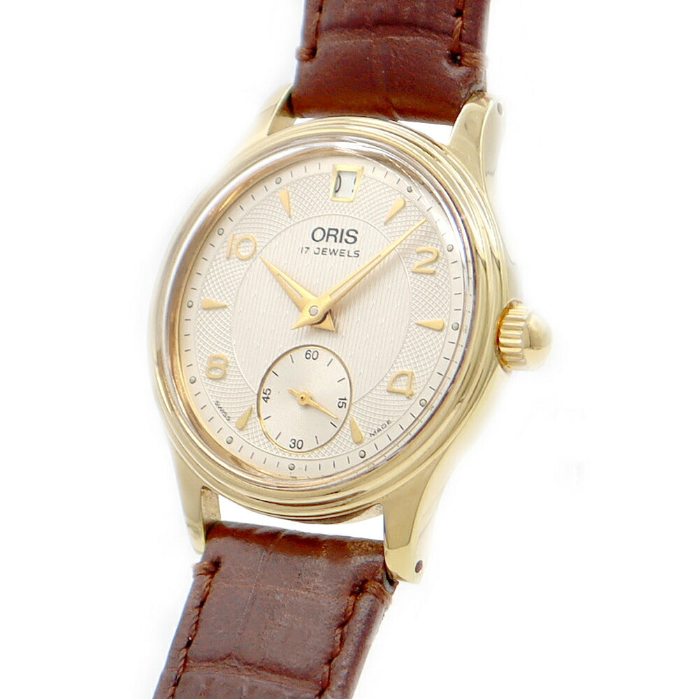 ORIS オリス 7459-26 スモールセコンド デイト 30m防水 シルバー SS ステンレス YGP イエローゴールド コンビ 純正ベルト 純正尾錠 メンズ レディース ボーイズ 手巻き【6ヶ月保証】【腕時計】【中古】