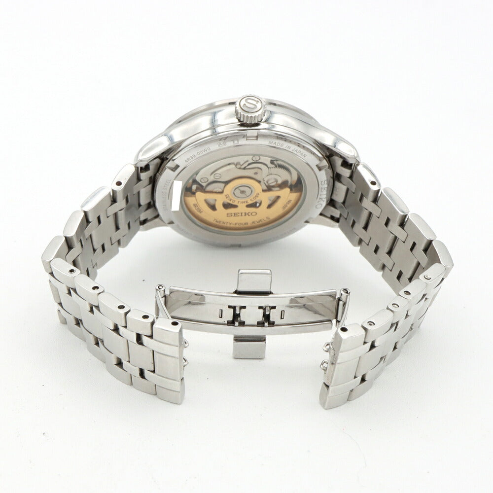 SEIKO セイコー プレザージュ ジャパニーズガーデン 4R39-00W0 裏スケ 黒 ブラック SS ステンレス メンズ 自動巻き プレサージュ【6ヶ月保証】【腕時計】【中古】