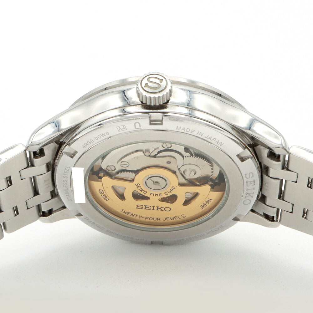 SEIKO セイコー プレザージュ ジャパニーズガーデン 4R39-00W0 裏スケ 黒 ブラック SS ステンレス メンズ 自動巻き プレサージュ【6ヶ月保証】【腕時計】【中古】