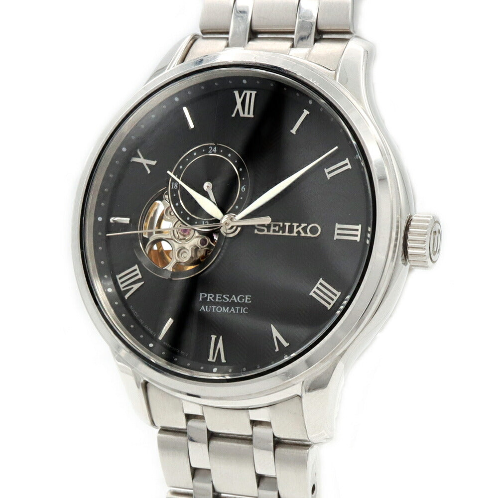 SEIKO セイコー プレザージュ ジャパニーズガーデン 4R39-00W0 裏スケ 黒 ブラック SS ステンレス メンズ 自動巻き プレサージュ【6ヶ月保証】【腕時計】【中古】