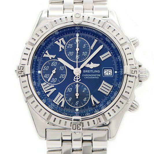 Internally inspected BREITLING Crosswind A13355 Chronograph Date 100m waterproof blue SS stainless steel men's automatic winding [6 months warranty] [Watch] [Used]