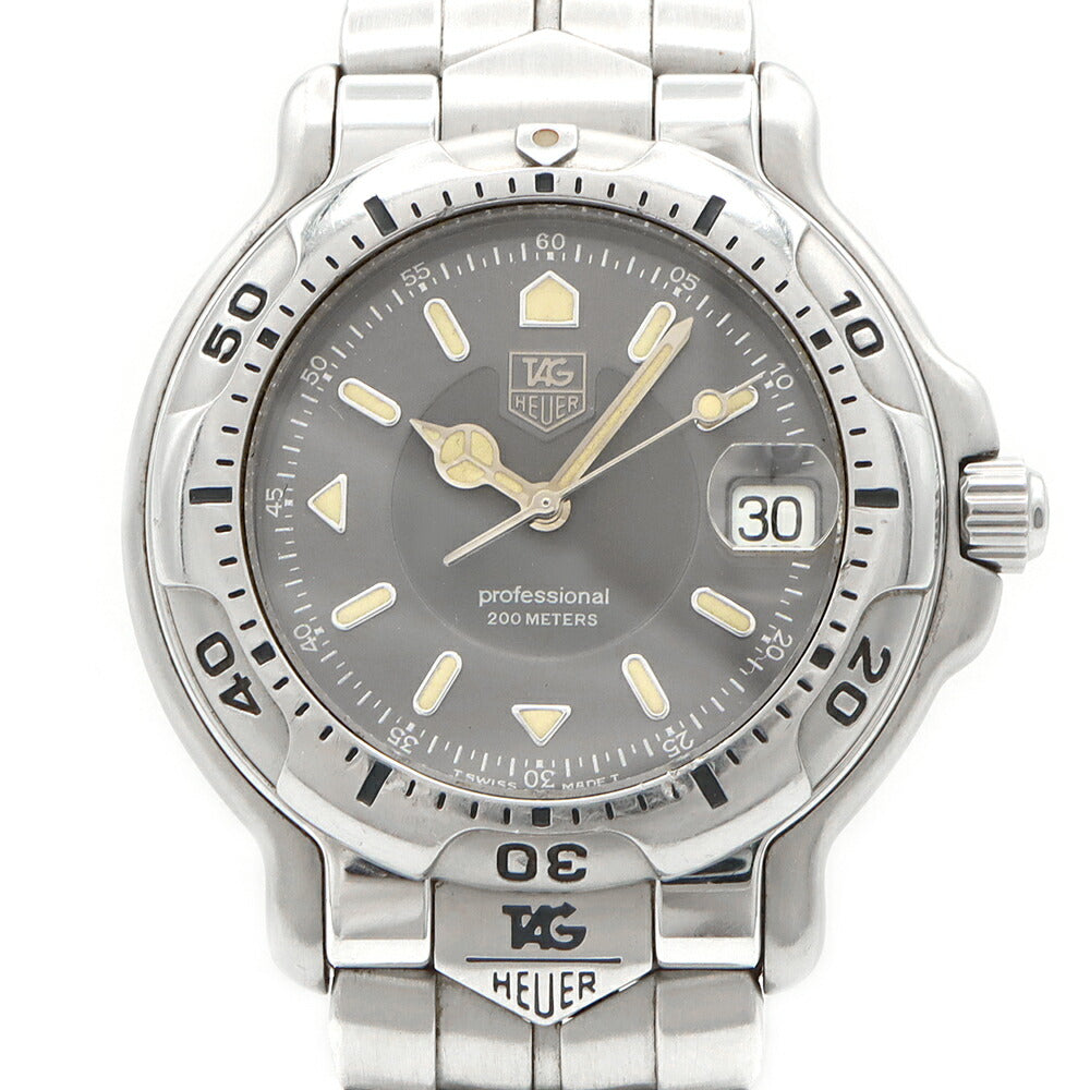 電池交換済 TAG Heuer タグホイヤー 6000シリーズ プロフェッショナル WH1112-K1 デイト 200m防水 グレー SS ステンレス メンズ クォーツ【6ヶ月保証】【腕時計】【中古】