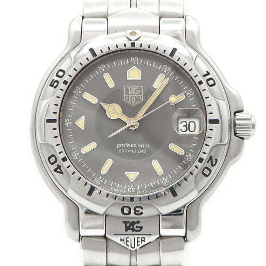 電池交換済 TAG Heuer タグホイヤー 6000シリーズ プロフェッショナル WH1112-K1 デイト 200m防水 グレー SS ステンレス メンズ クォーツ【6ヶ月保証】【腕時計】【中古】