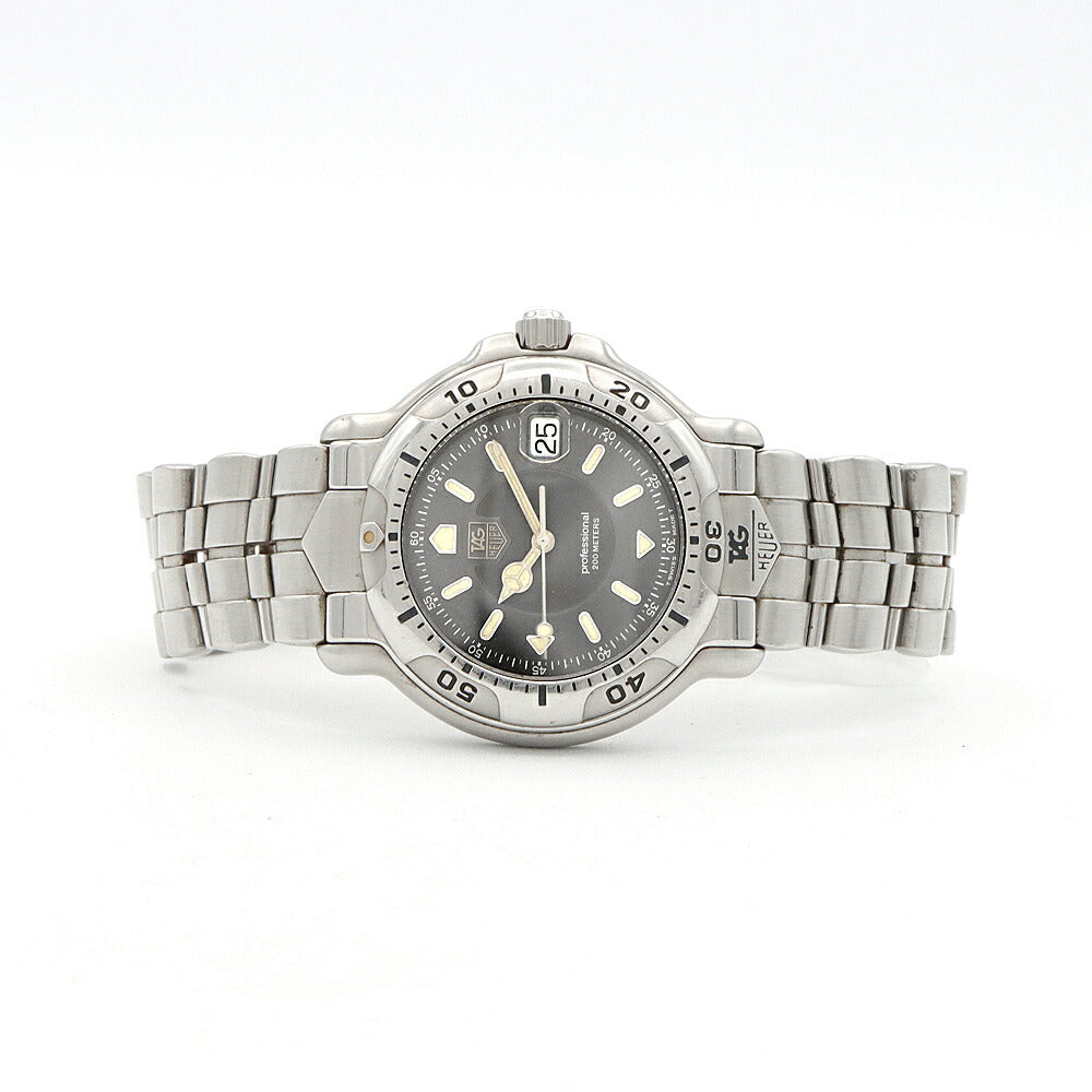 電池交換済 TAG Heuer タグホイヤー 6000シリーズ プロフェッショナル WH1112-K1 デイト 200m防水 グレー SS ステンレス メンズ クォーツ【6ヶ月保証】【腕時計】【中古】