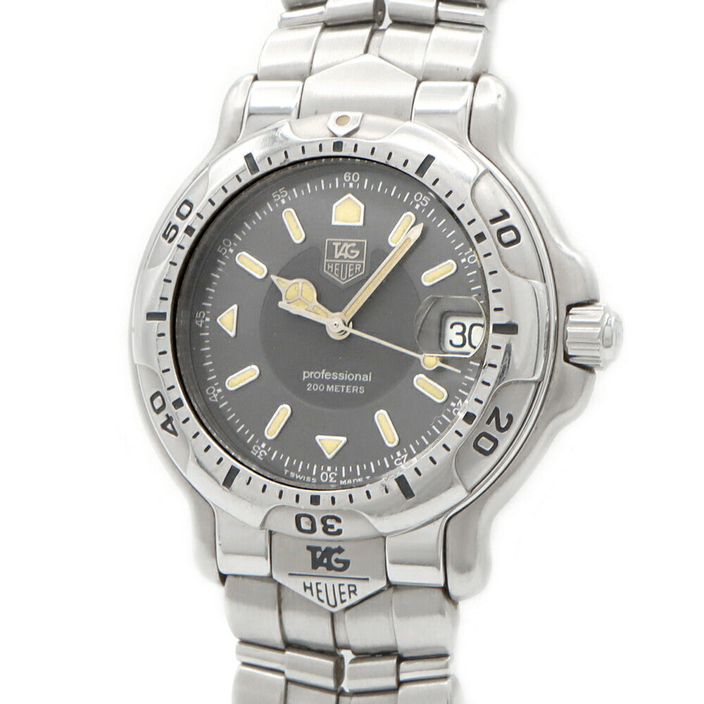 電池交換済 TAG Heuer タグホイヤー 6000シリーズ プロフェッショナル WH1112-K1 デイト 200m防水 グレー SS ステンレス メンズ クォーツ【6ヶ月保証】【腕時計】【中古】