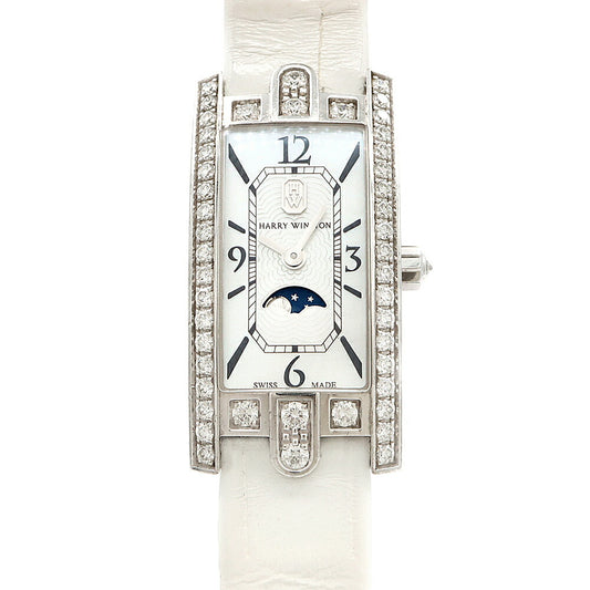 Battery replaced HARRY WINSTON Avenue C Mini Moon Phase Genuine Diamond Bezel AVCQMP16WW001 Diamond Crown Diamond White White Shell K18WG White Gold Ladies Quartz Avenue [6 Month Warranty] [Watch] [Used]