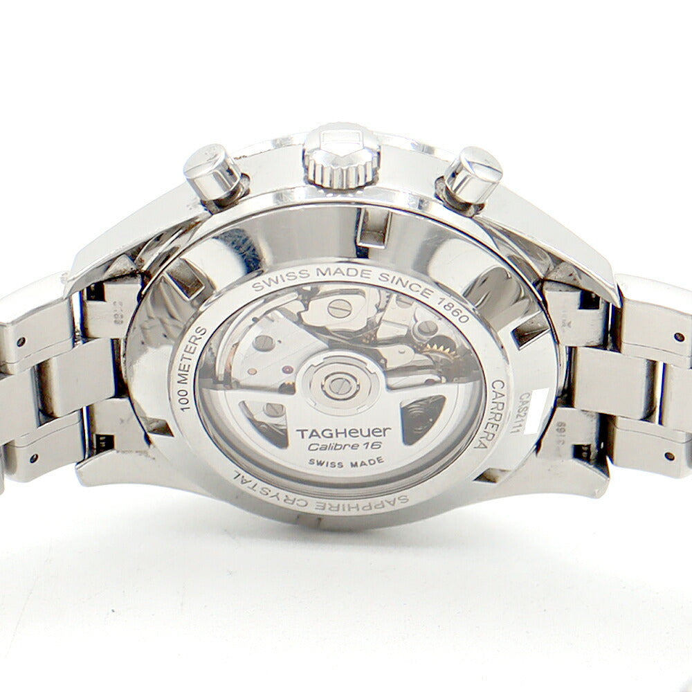 TAG Heuer タグホイヤー カレラ ヘリテージ キャリバー16 クロノグラフ CAS2111 デイト 100m防水 シルバー SS ステンレス メンズ 自動巻き【6ヶ月保証】【腕時計】【中古】
