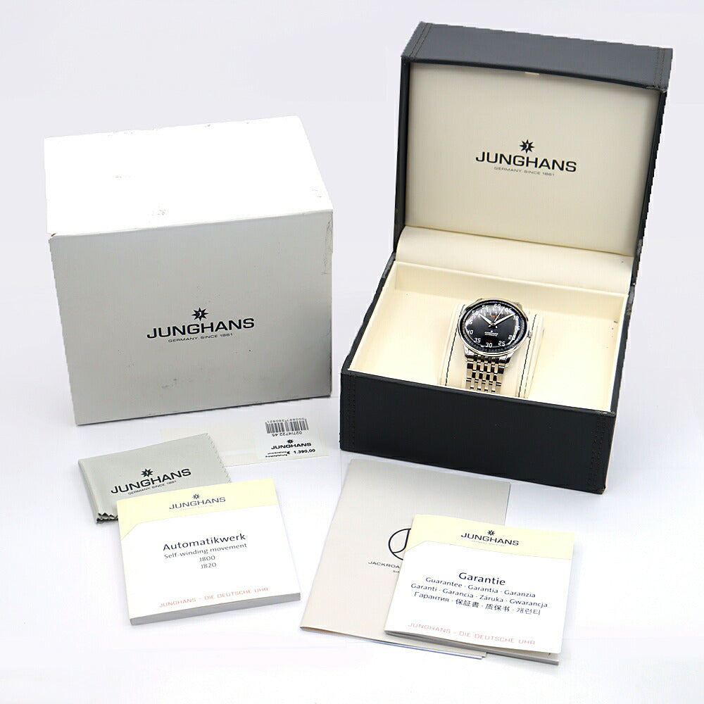 JUNGHANS ユンハンス マイスタードライバー デイデイト 027/4722.45 30m防水 裏スケ グレー SS ステンレス メンズ 自動巻き【6ヶ月保証】【腕時計】【中古】