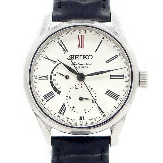 SEIKO セイコー プレザージュ クラフトマンシップシリーズ メカニカル 6R27-00C0 パワーリザーブ 100m防水 裏スケ デイト 琺瑯 白 ホワイト SS ステンレス 純正尾錠 メンズ 自動巻き プレサージュ【6ヶ月保証】【腕時計】【中古】