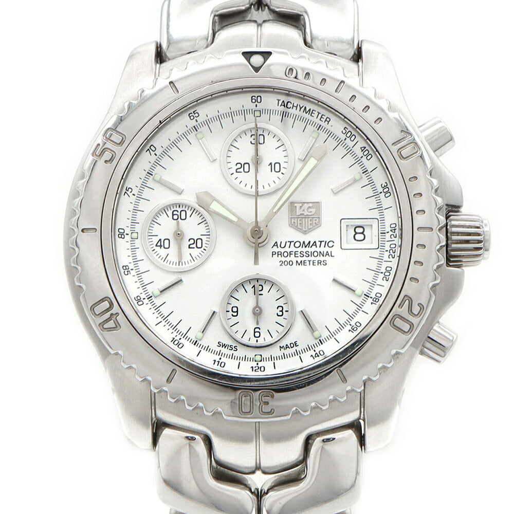 内部点検済 TAG Heuer タグホイヤー リンク クロノグラフ CT2112 デイト 200m防水 白 ホワイト SS ステンレス メンズ 自動巻き【6ヶ月保証】【腕時計】【中古】