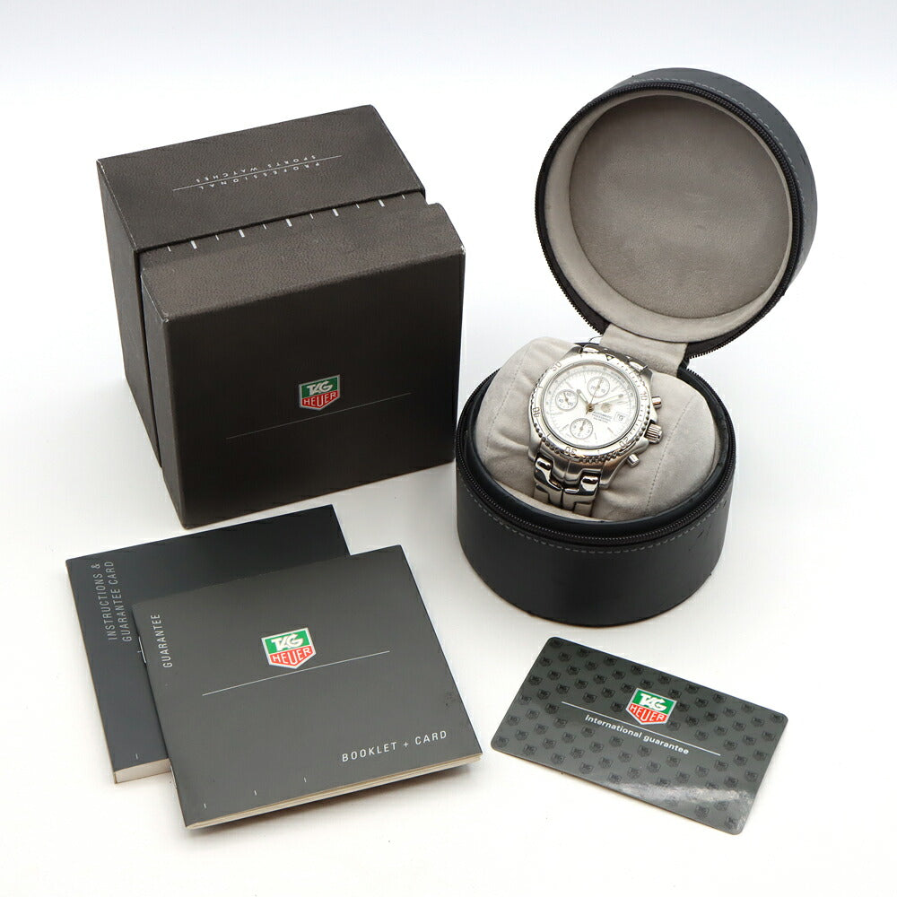 内部点検済 TAG Heuer タグホイヤー リンク クロノグラフ CT2112 デイト 200m防水 白 ホワイト SS ステンレス メンズ 自動巻き【6ヶ月保証】【腕時計】【中古】