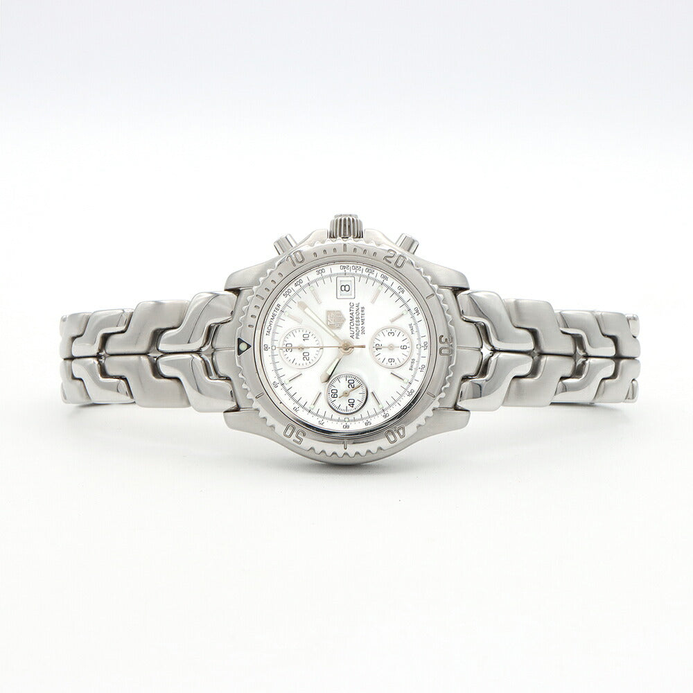 内部点検済 TAG Heuer タグホイヤー リンク クロノグラフ CT2112 デイト 200m防水 白 ホワイト SS ステンレス メンズ 自動巻き【6ヶ月保証】【腕時計】【中古】