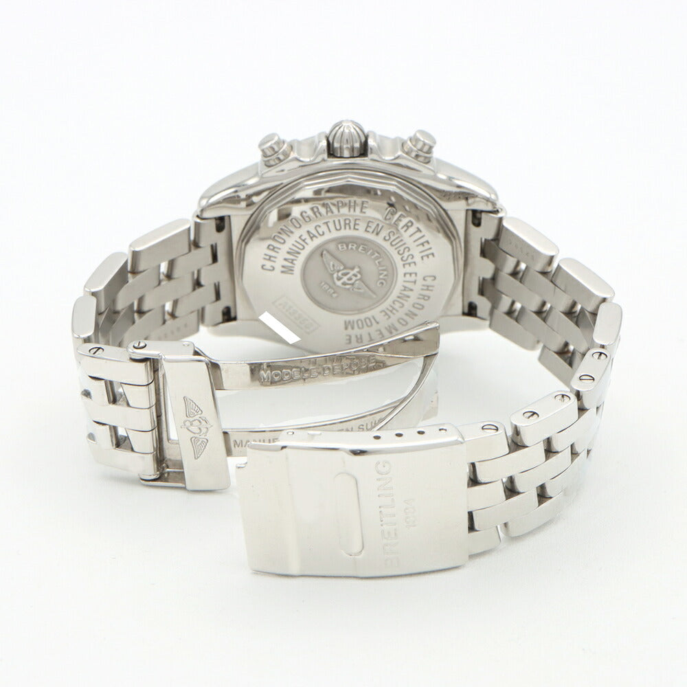 BREITLING ブライトリング クロノ コックピット A13358 クロノグラフ 100m防水 デイト 白 ホワイト SS ステンレス メンズ 自動巻き【6ヶ月保証】【腕時計】【中古】