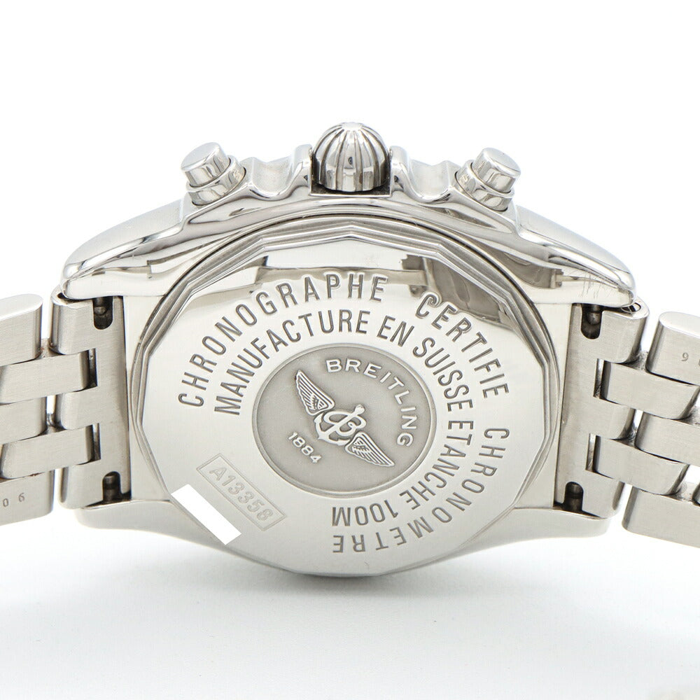BREITLING ブライトリング クロノ コックピット A13358 クロノグラフ 100m防水 デイト 白 ホワイト SS ステンレス メンズ 自動巻き【6ヶ月保証】【腕時計】【中古】