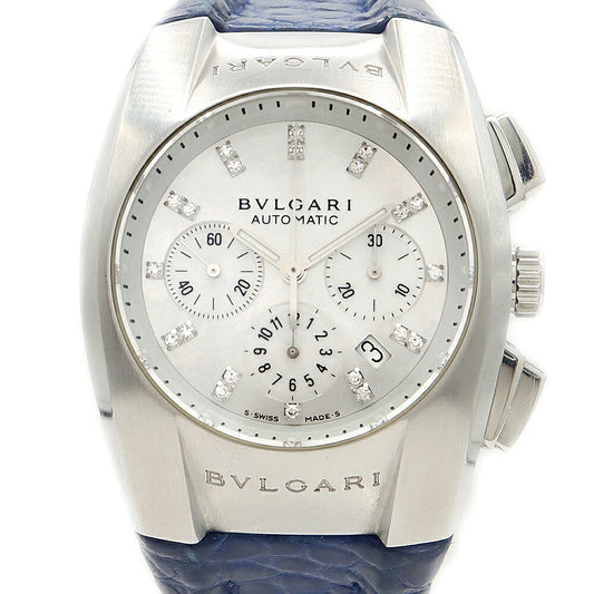 BVLGARI ブルガリ エルゴン クロノグラフ EG35SCH ダイヤモンド 21Pダイヤ デイト 白 ホワイトシェル SS ステンレス 純正ベルト 純正尾錠 メンズ レディース ボーイズ 自動巻き【6ヶ月保証】【腕時計】【中古】