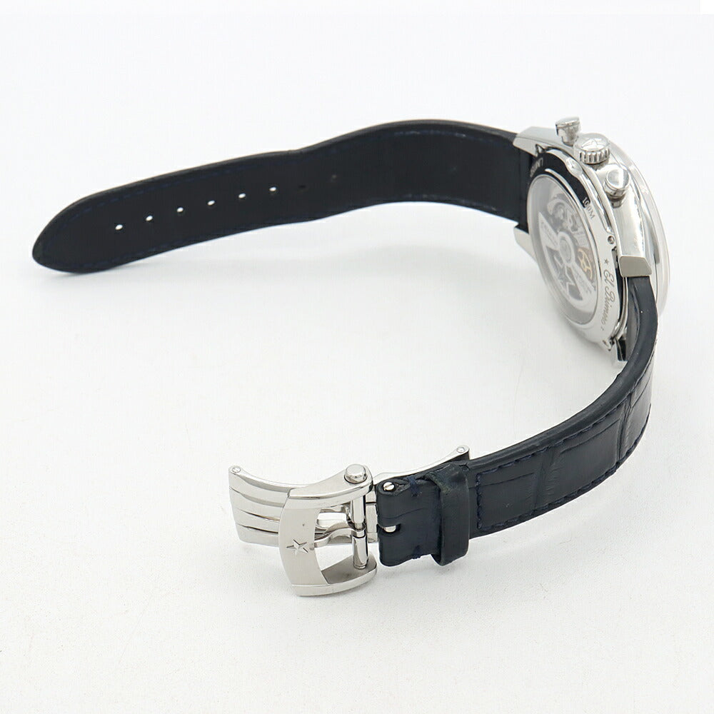 内部点検済 ZENITH ゼニス エルプリメロ クロノマスター オープン パワーリザーブ トリビュート シャルル ベルモ 限定1975本 03.2085.4021 クロノグラフ 100m防水 青 ブルー SS ステンレス 純正ベルト 純正尾錠 メンズ 自動巻き【6ヶ月保証】【腕時計】【中古】