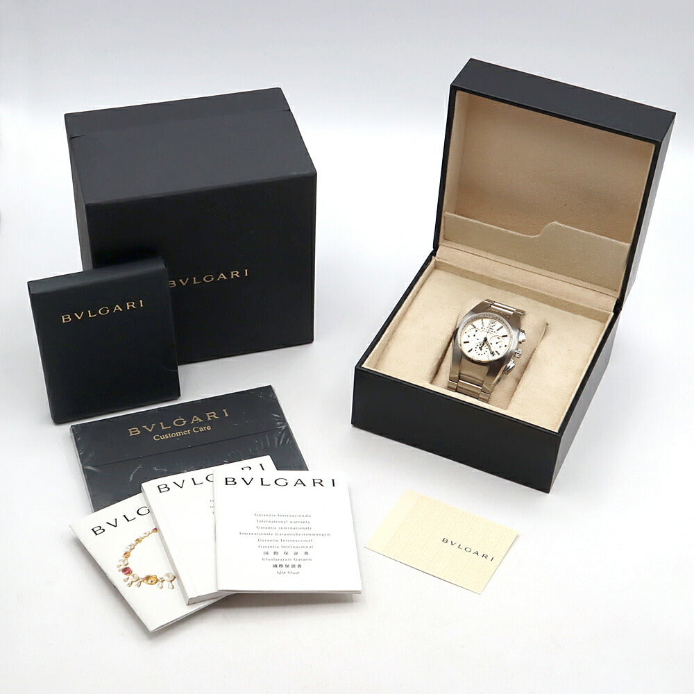 BVLGARI ブルガリ エルゴン クロノグラフ EG40SCH デイト シルバー SS ステンレス メンズ 自動巻き【6ヶ月保証】【腕時計】【中古】