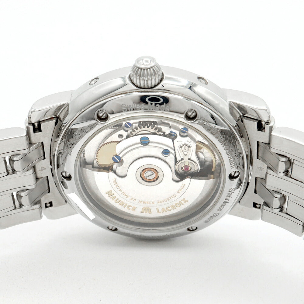 内部点検済 MAURICE LACROIX モーリスラクロア マスターピース ムーンフェイズ MP6347 トリプルカレンダー 50m防水 白 ホワイト SS ステンレス メンズ 自動巻き【6ヶ月保証】【腕時計】【中古】