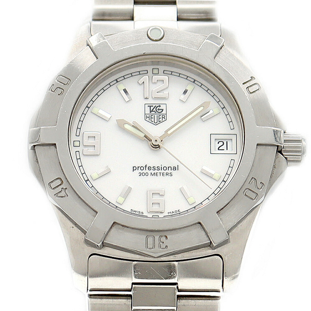 電池交換済 TAG Heuer タグホイヤー 2000 エクスクルーシブ WN1111 デイト 200m防水 白 ホワイト SS ステンレス メンズ クォーツ【6ヶ月保証】【腕時計】【中古】