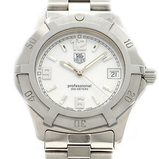 電池交換済 TAG Heuer タグホイヤー 2000 エクスクルーシブ WN1111 デイト 200m防水 白 ホワイト SS ステンレス メンズ クォーツ【6ヶ月保証】【腕時計】【中古】