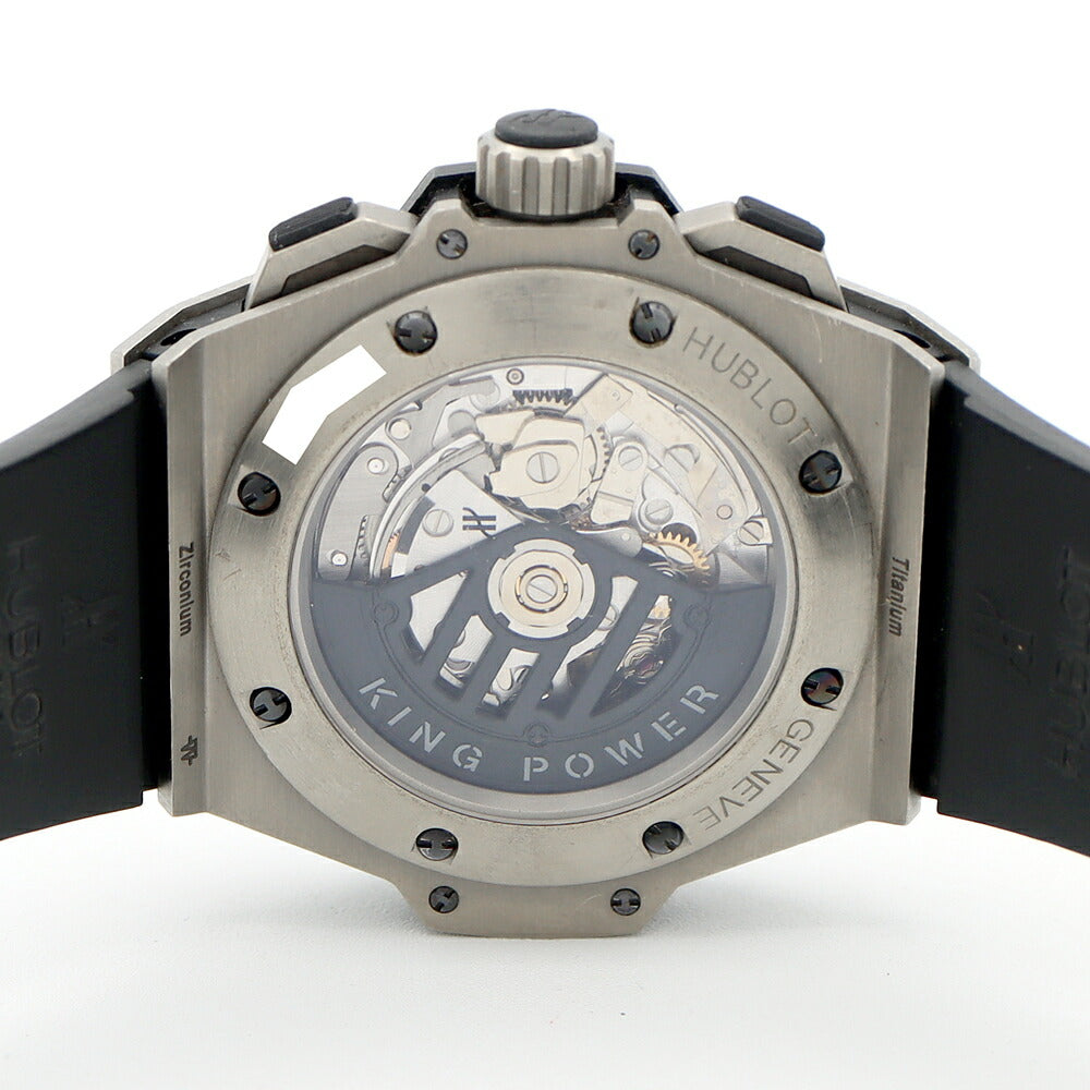 HUBLOT King Power Split Seconds Zirconium Diamond 709.ZX.1770RX.1704 Diamond Bezel Lug Diamond Chronograph Power Reserve Black Black Carbon Ti Titanium Genuine Belt Genuine Buckle Men's Automatic Winding [6 Month Warranty] [Watch] [Used]
