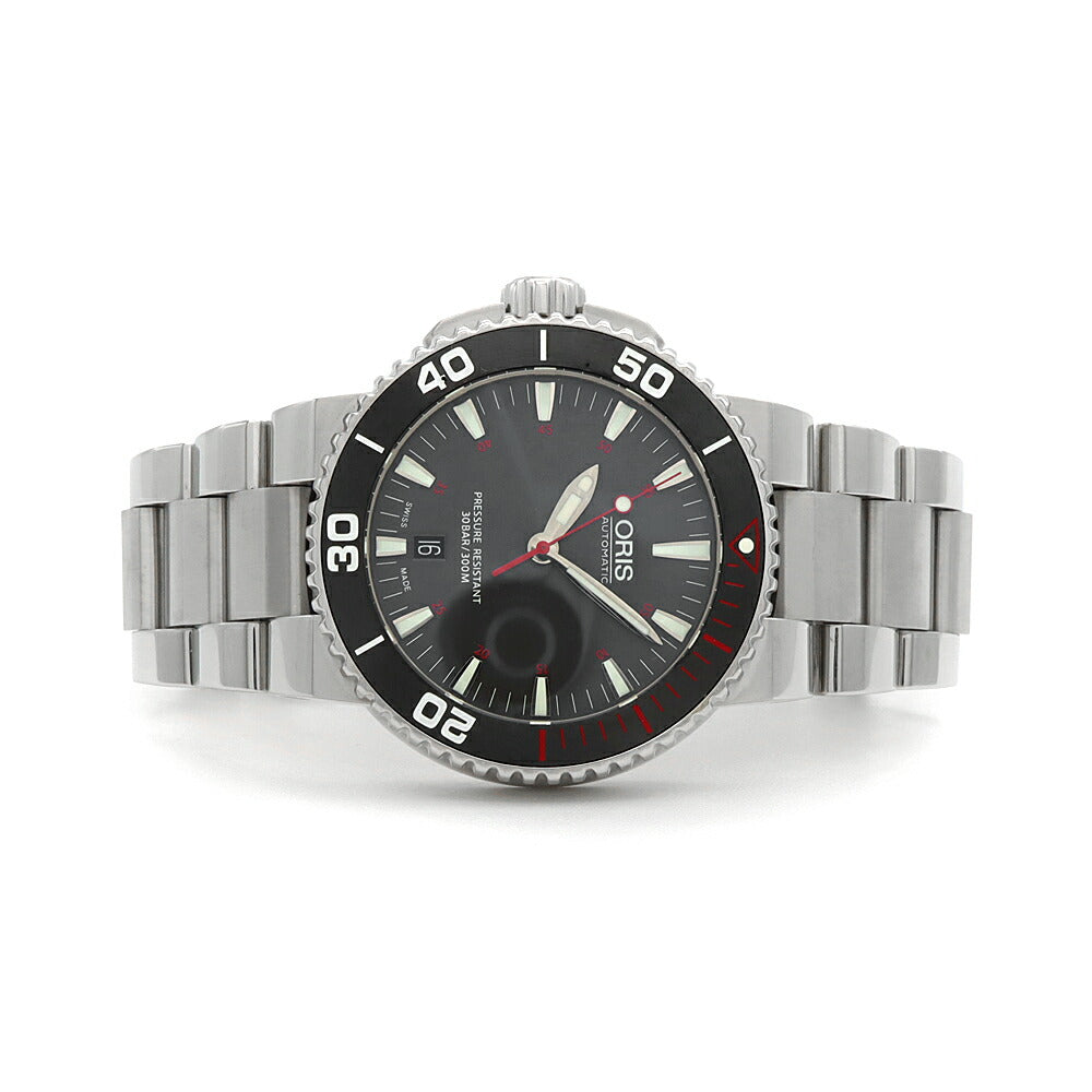 内部点検済 ORIS オリス アクイス レッドリミテッドエディション 01 733 7653 4183-Set MB デイト 300m防水 グレー SS ステンレス メンズ 自動巻き【6ヶ月保証】【腕時計】【中古】