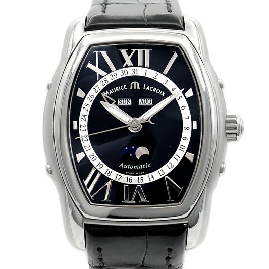 Internally inspected MAURICE LACROIX Masterpiece Moon Phase Tonneau MP6439 Triple Calendar Back Skelton Black SS Stainless Steel Genuine Belt Genuine Buckle Men's Automatic Winding [6 Month Warranty] [Watch] [Used]