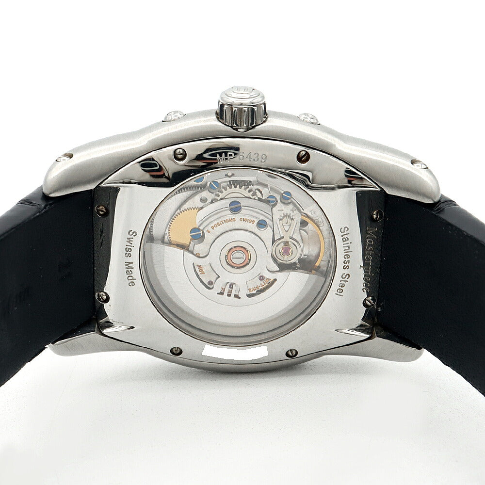 内部点検済 MAURICE LACROIX モーリスラクロア マスターピース ムーンフェイズ トノー MP6439 トリプルカレンダー 裏スケ 黒 ブラック SS ステンレス 純正ベルト 純正尾錠 メンズ 自動巻き【6ヶ月保証】【腕時計】【中古】