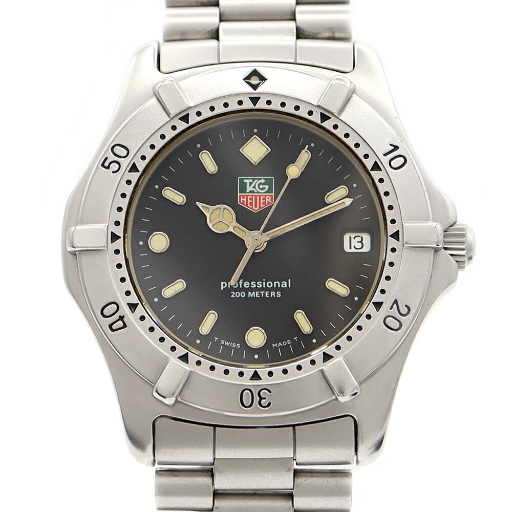 電池交換済 TAG Heuer タグホイヤー プロフェッショナル WE1110 デイト 200m防水 黒 ブラック SS ステンレス メンズ クォーツ【6ヶ月保証】【腕時計】【中古】