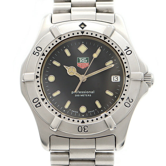 電池交換済 TAG Heuer タグホイヤー プロフェッショナル WE1110 デイト 200m防水 黒 ブラック SS ステンレス メンズ クォーツ【6ヶ月保証】【腕時計】【中古】
