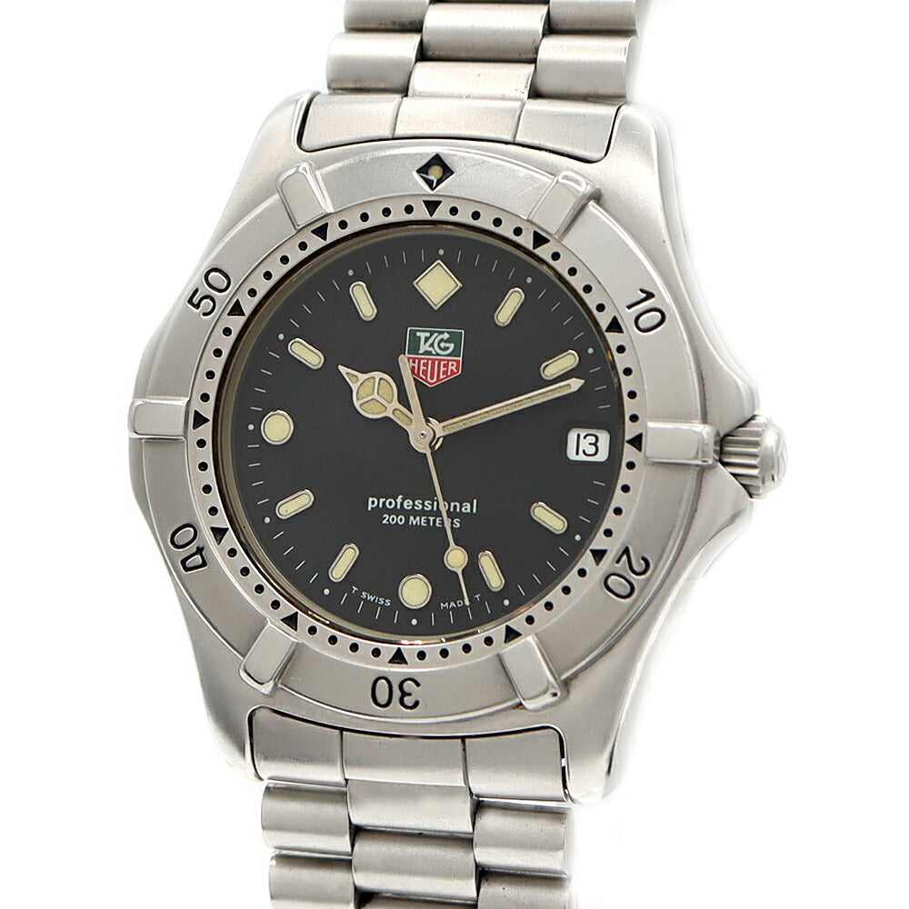 電池交換済 TAG Heuer タグホイヤー プロフェッショナル WE1110 デイト 200m防水 黒 ブラック SS ステンレス メンズ クォーツ【6ヶ月保証】【腕時計】【中古】