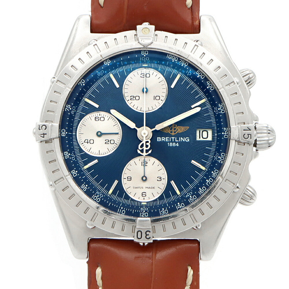 BREITLING ブライトリング クロノマット A13048 クロノグラフ デイト 100m防水 青 ブルー SS ステンレス 純正尾錠 メンズ 自動巻き【6ヶ月保証】【腕時計】【中古】